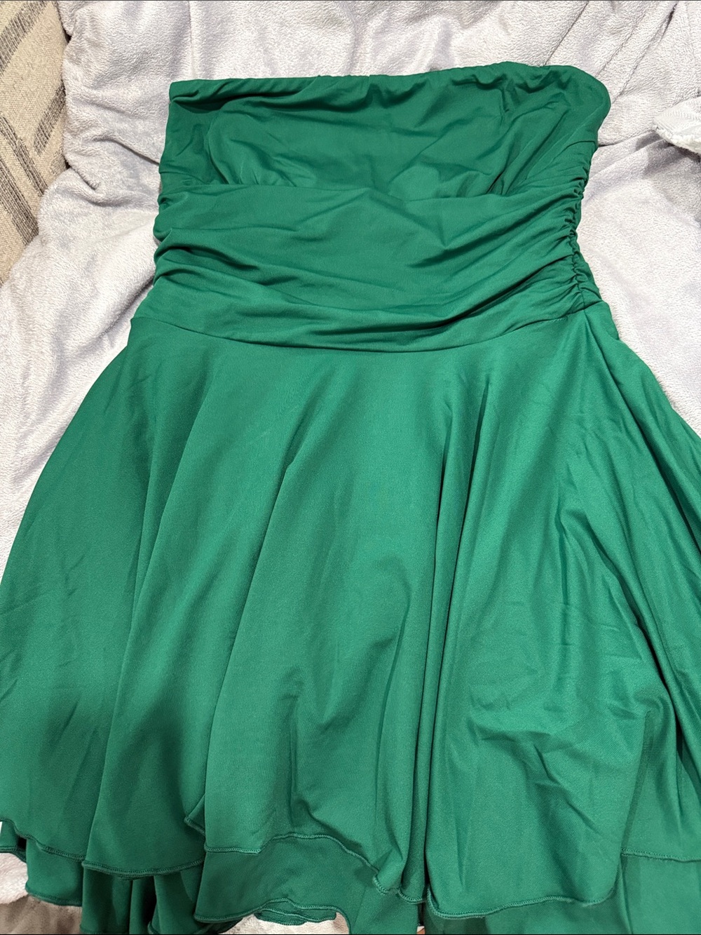 Amazon Strapless Emerald Green Flared Dress